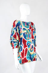 Recess Los Angeles Designer Consignment Vintage Chanson D'Amour Abstract Sequined Faces Dolman Tunic