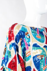 Recess Los Angeles Designer Consignment Vintage Chanson D'Amour Abstract Sequined Faces Dolman Tunic