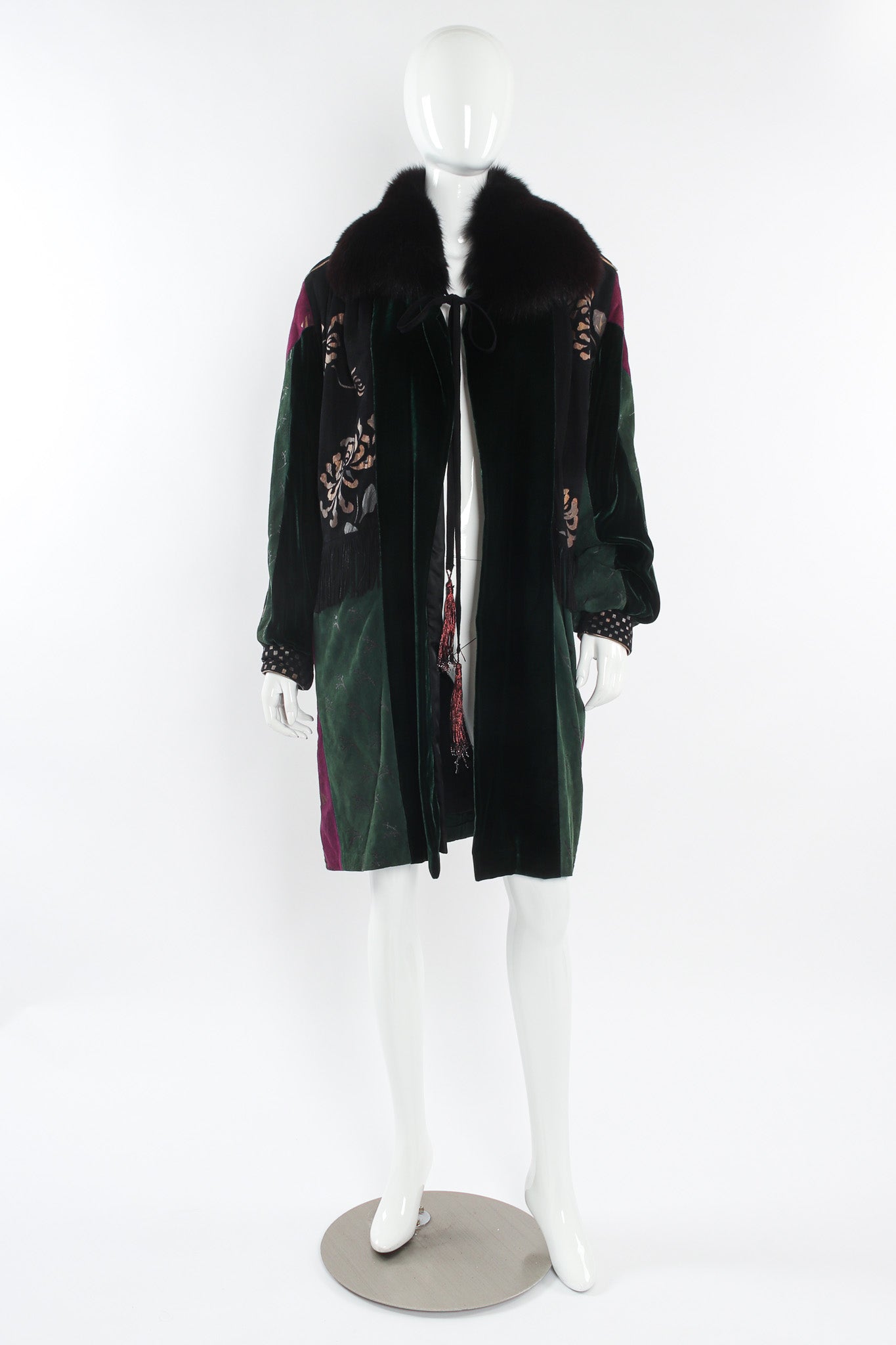 Vintage Char & Sher Suede & Velvet Patchwork Jacket mannequin front @ Recess LA