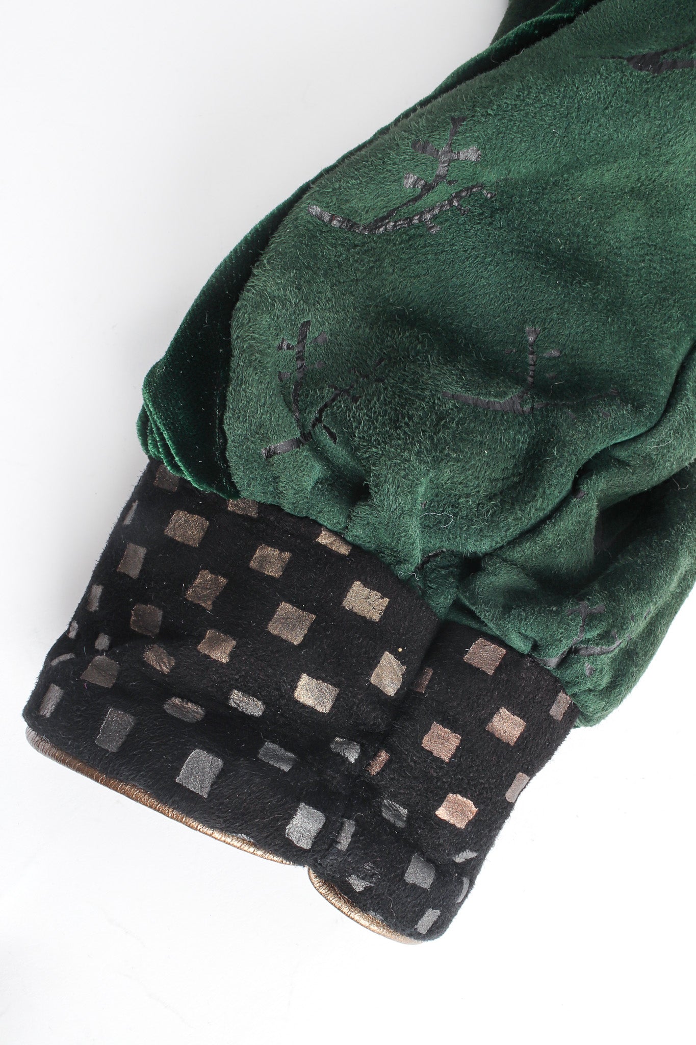 Vintage Char & Sher Suede & Velvet Patchwork Jacket discoloration sleeve print @ Recess LA