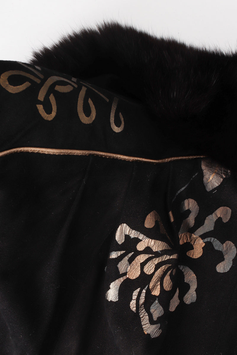 Vintage Char & Sher Suede & Velvet Patchwork Jacket metallic print/fur trim @ Recess LA