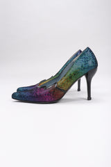 Recess Los Angeles Vintage Charles Jourdan Electric Rainbow Lamé Heels