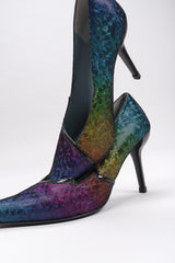 Recess Los Angeles Vintage Charles Jourdan Electric Holographic Holo Rainbow Lamé Heels