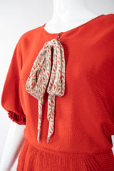 Recess Los Angeles Vintage Chloe Silk Seersucker Tie Top & Skirt Set