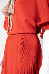 Recess Los Angeles Vintage Chloe Silk Seersucker Tie Top & Skirt Set