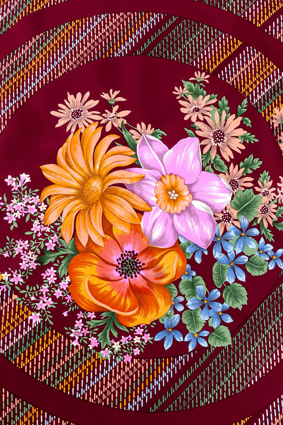 Large flower print scarf by Christian Dior closeup of flower print @recessla
