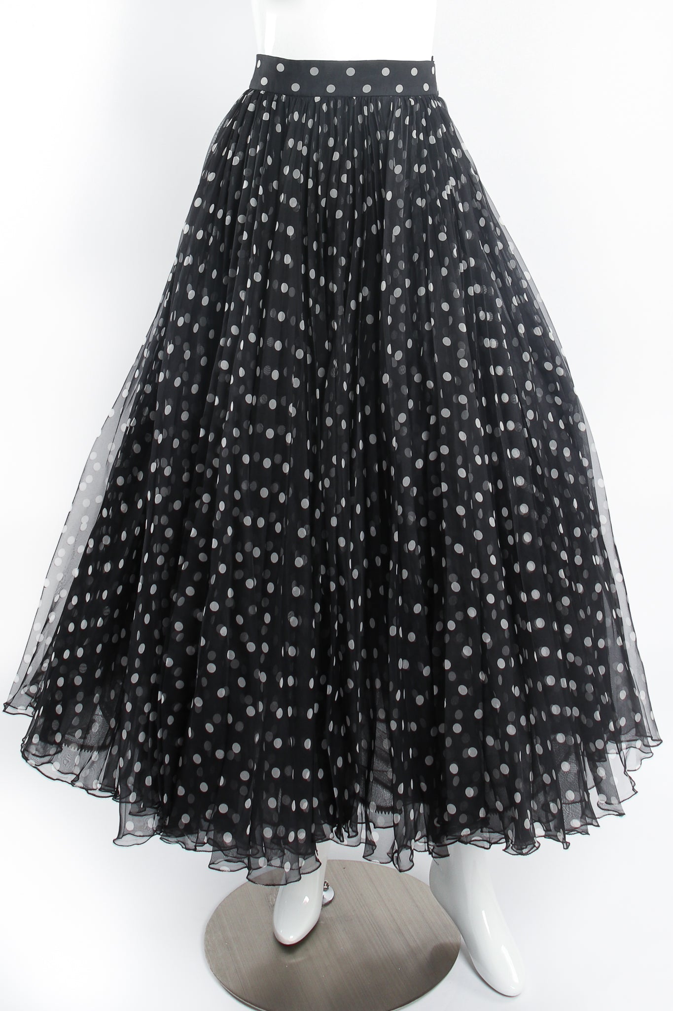 Vintage Christian Dior by Gianfranco Ferre Layered Organza Dot Skirt on mannequin front @ Recess LA
