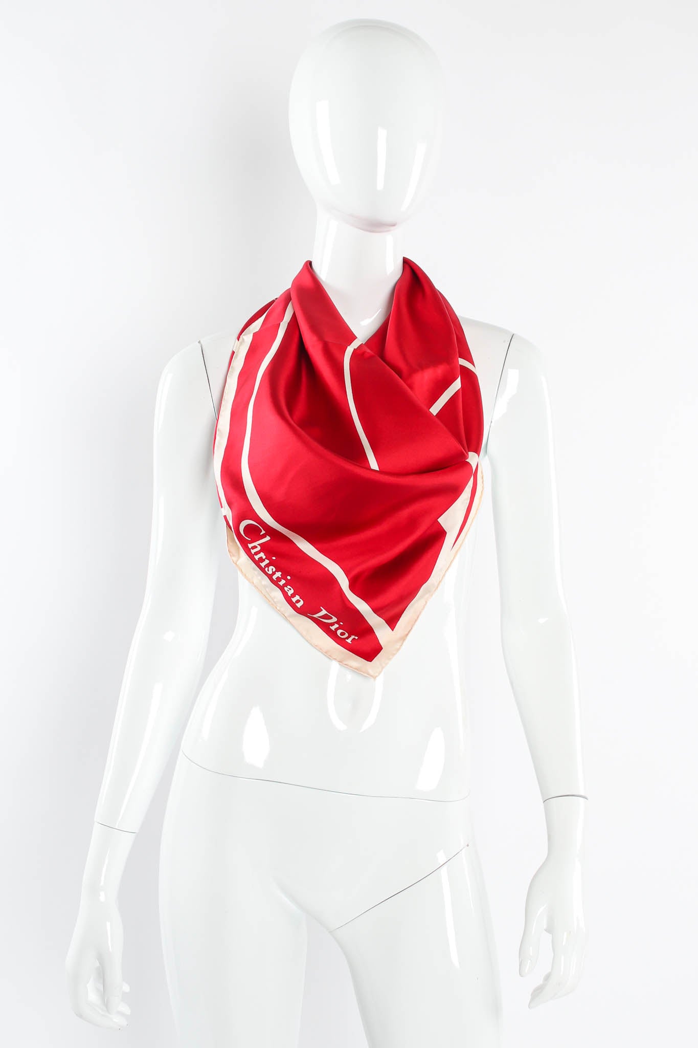 Vintage Christian Dior Abstract Swirl Stripe Scarf on mannequin @ Recess Los Angeles