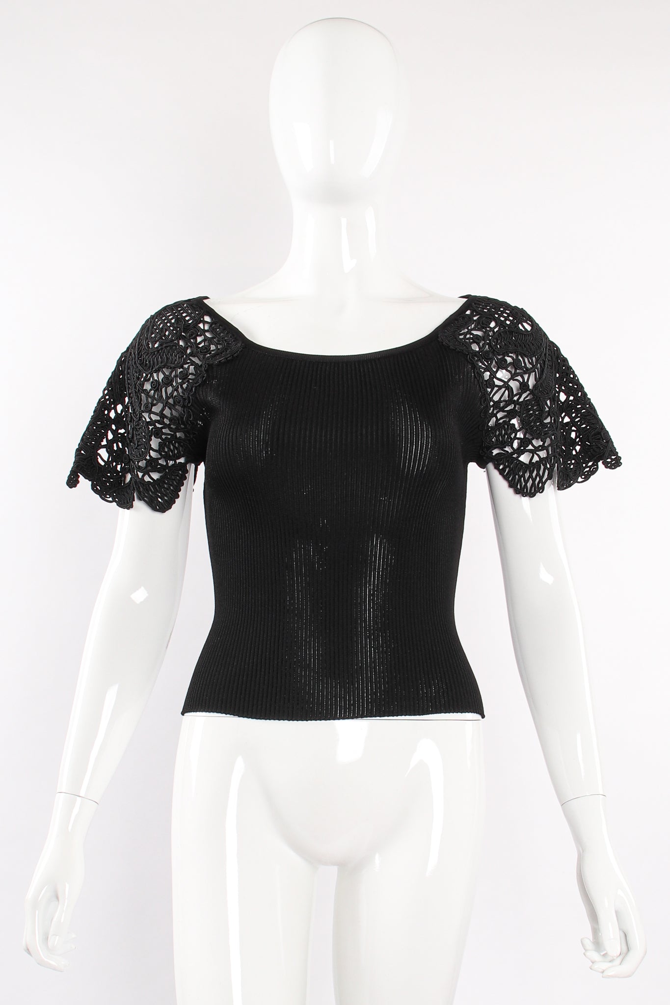 Vintage Christian Lacroix Corded Lace Ribbed Top on Mannequin front at Recess Los Angeles