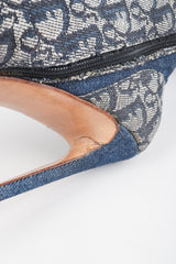 Recess Designer Consignment Vintage Christian Dior Tall Denim Monogram Boots Los Angeles Resale
