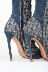 Recess Designer Consignment Vintage Christian Dior Tall Denim Monogram Boots Los Angeles Resale