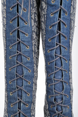 Recess Designer Consignment Vintage Christian Dior Tall Denim Monogram Boots Los Angeles Resale