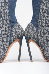 Recess Designer Consignment Vintage Christian Dior Tall Denim Monogram Boots Los Angeles Resale