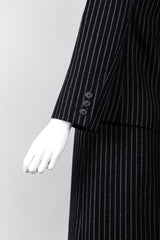 Recess Los Angeles Vintage Christian Dior Couture Jacket Skirt Set Navy Pinstripe Wool