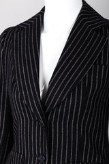 Recess Los Angeles Vintage Christian Dior Couture Jacket Skirt Set Navy Pinstripe Wool