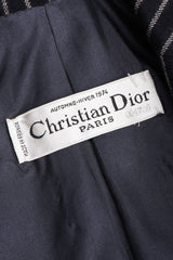 Recess Los Angeles Vintage Christian Dior Couture Jacket Skirt Set Navy Pinstripe Wool