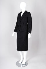 Recess Los Angeles Vintage Christian Dior Couture Jacket Skirt Set Navy Pinstripe Wool