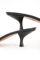 Recess Designer Consignment Vintage Christian Dior Lock & Key Leather Kitten Heel Slide Sandals Los Angeles Resale