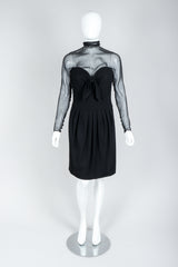 Vintage Christian Dior Numbered Couture LBD Sweetheart Illusion Dress on Mannequin