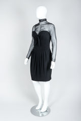 Vintage Christian Dior Numbered Couture LBD Sweetheart Illusion Dress on Mannequin, side