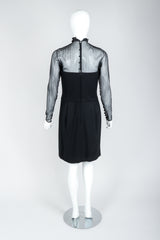 Vintage Christian Dior Numbered Couture LBD Sweetheart Illusion Dress on Mannequin, back
