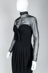 Vintage Christian Dior Numbered Couture LBD Sweetheart Illusion Dress on Mannequin close up