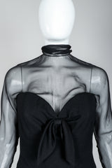 Vintage Christian Dior Numbered Couture LBD Sweetheart Illusion Dress on Mannequin, bust