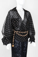 Recess Los Angeles Vintage Christian Dior by Gianfranco Ferre Numbered Organza Dot Balloon Sleeve Blouse