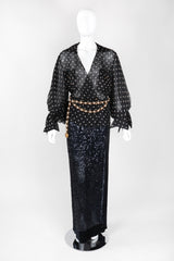 Recess Los Angeles Vintage Christian Dior by Gianfranco Ferre Numbered Organza Dot Balloon Sleeve Blouse