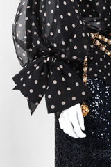 Recess Los Angeles Vintage Christian Dior by Gianfranco Ferre Numbered Organza Dot Balloon Sleeve Blouse