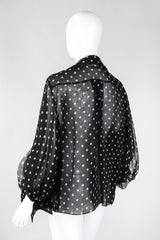 Recess Los Angeles Vintage Christian Dior by Gianfranco Ferre Numbered Organza Dot Balloon Sleeve Blouse