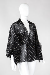 Recess Los Angeles Vintage Christian Dior by Gianfranco Ferre Numbered Organza Dot Balloon Sleeve Blouse