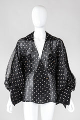 Recess Los Angeles Vintage Christian Dior by Gianfranco Ferre Numbered Organza Dot Balloon Sleeve Blouse