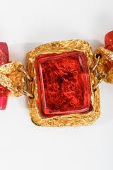 Vintage Christian Lacroix Brutalist Candy Apple Bracelet center stone detail at Recess