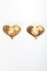 Recess Designer Consignment Vintage Christian Lacroix Logo Heart Button Earrings Los Angeles Resale