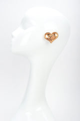 Recess Designer Consignment Vintage Christian Lacroix Logo Heart Button Earrings Los Angeles Resale
