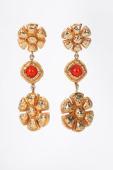 Recess Los Angeles Vintage 90s Christian Lacroix Golden Daisy Drop Shoulder Duster Earrings