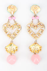 Recess Los Angeles Designer Consignment Resale Recycling Vintage Christian Lacroix Mermaid Shell Crystal Heart Drop Earrings