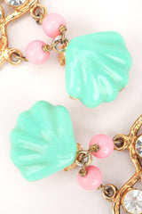 Recess Los Angeles Designer Consignment Resale Recycling Vintage Christian Lacroix Mermaid Shell Crystal Heart Drop Earrings