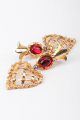 Recess Los Angeles Vintage Christian Lacroix Woven Pineapple Heart Crown Earrings