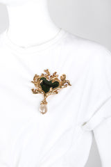 Recess Los Angeles Vintage Christian Lacroix Baroque Sea Glass Coral Branch Heart Brooch