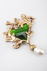 Recess Los Angeles Vintage Christian Lacroix Baroque Sea Glass Coral Branch Heart Brooch