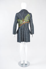 Recess Los Angeles Designer Consignment Vintage Christian Lacroix Hand Painted Moth Insect Denim Princess Coat