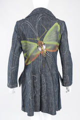 Recess Los Angeles Designer Consignment Vintage Christian Lacroix Hand Painted Moth Insect Denim Princess Coat