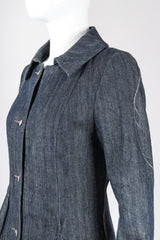 Recess Los Angeles Designer Consignment Vintage Christian Lacroix Hand Painted Moth Insect Denim Princess Coat