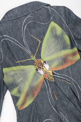 Recess Los Angeles Designer Consignment Vintage Christian Lacroix Hand Painted Moth Insect Denim Princess Coat