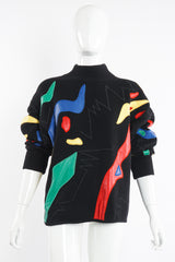 Vintage Claude Montana Leather Appliqué Sweater on Mannequin front at Recess Los Angeles