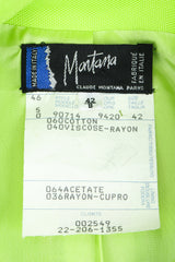 Vintage Claude Montana label on green at Recess