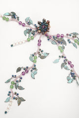 Recess Designer Consignment Vintage Colleen Toland Beaded Leaf Drop Fringe Shoulder Duster Earring Los Angeles Resale