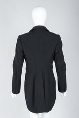 Recess Vintage Comme des Garcons Black Shawl Collar Cutaway Coat on Mannequin, Back